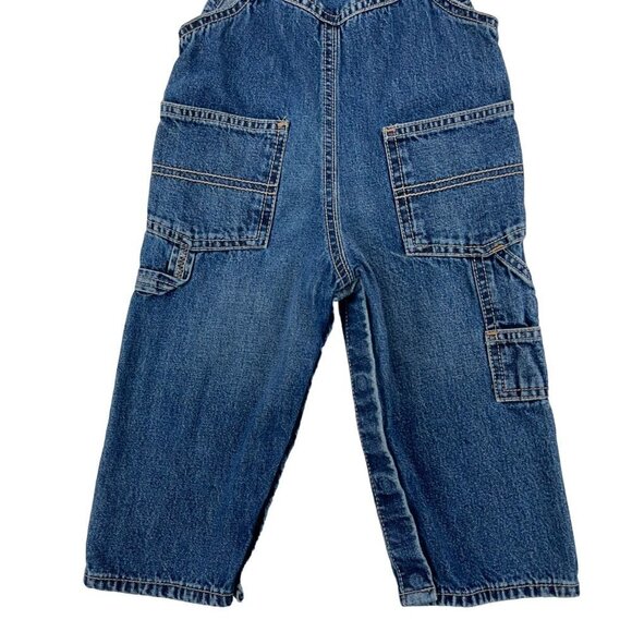 Vintage Oshkosh B'gosh SIZE 18 MONTHS Blue Denim Carpenter Vestbak Jean Overalls - Picture 4 of 6